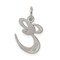 Sterling Silver Medium Script Initial Letter E Charm Jewerly 18mm x 13mm